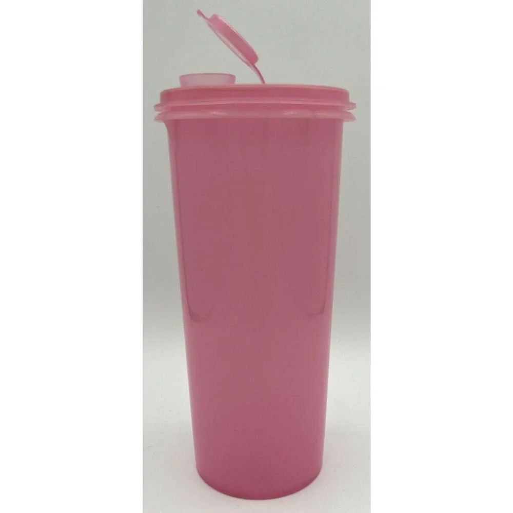Vintage Tupperware Tall‎ Cannister 232-3 & Lid 603-4 Pink SKU U149